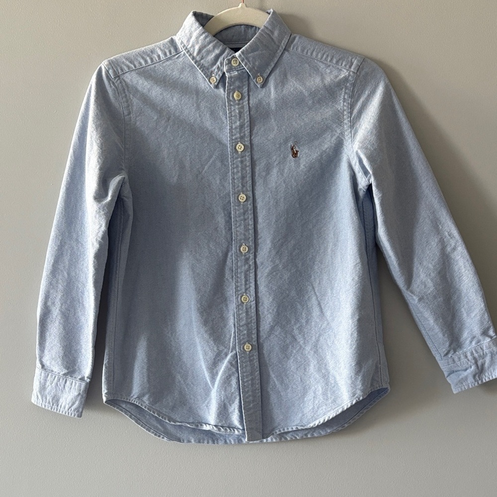 Ralph Lauren Kids Sky Blue Button-Down Shirt with collar and long sleeves NWOT